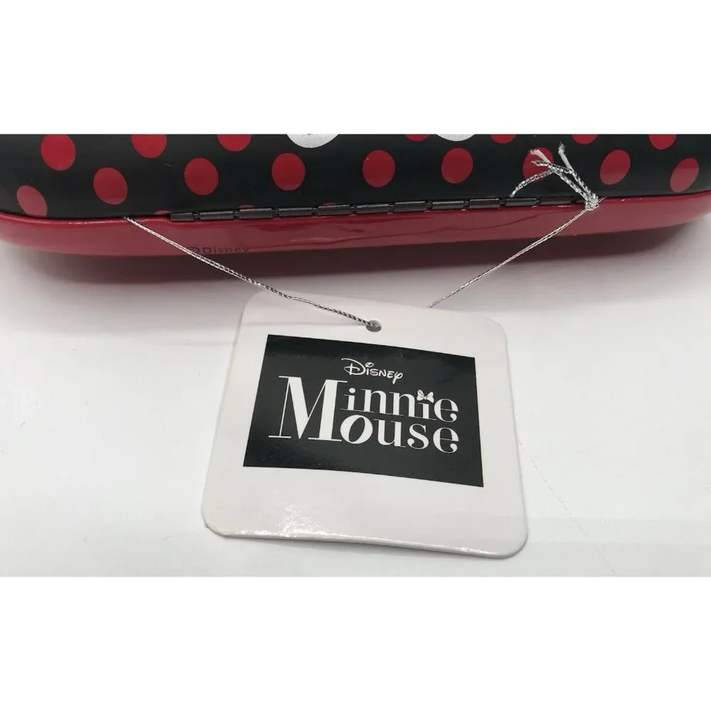 Disney Minnie Mouse Eyeglass Eyewear Hard Clam Shell Case Polka‎ Dots Red Black